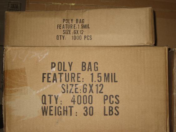 (image for) 6x12 1.5mil clear flat poly bag (1000pcs)